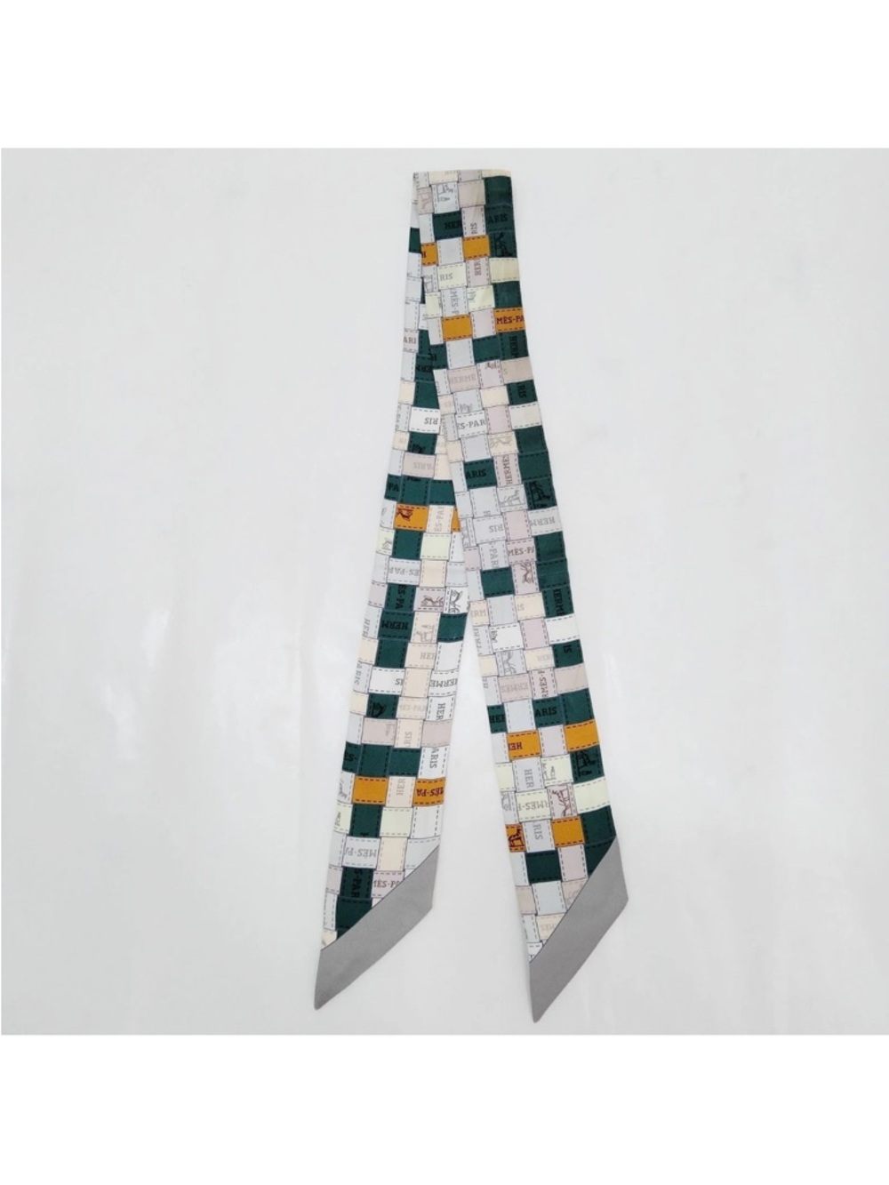 Authentic Hermes scarf Twilly Greens Silk100 3984238 full set